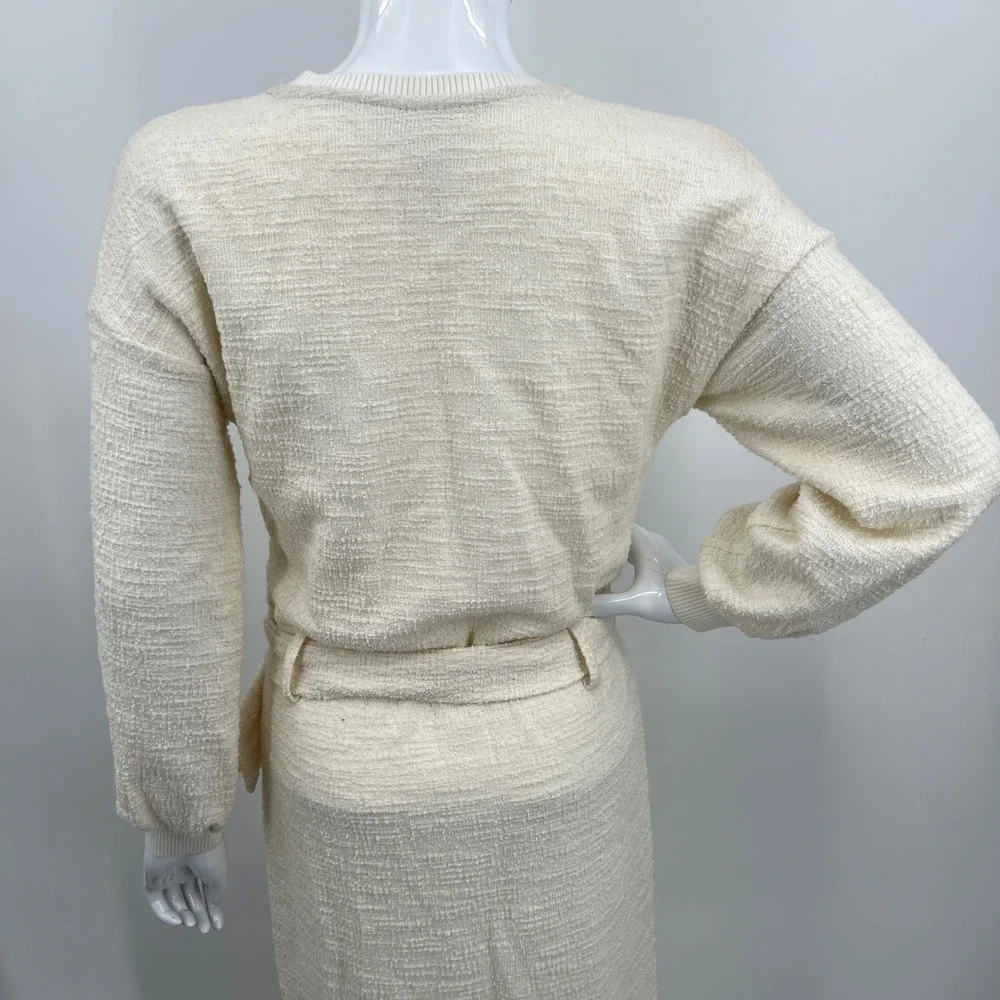DOLAN Jacqueline Terrycloth Maxi Dress Belted Cream Size‎ S Petite